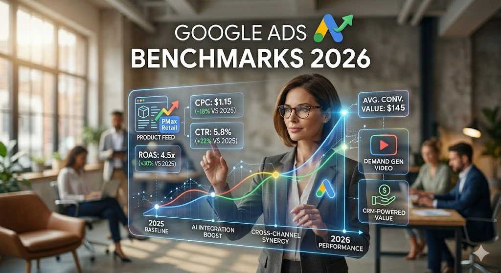 Benchmarks Google Ads 2026: Eficiência em Foco, CPL em Queda