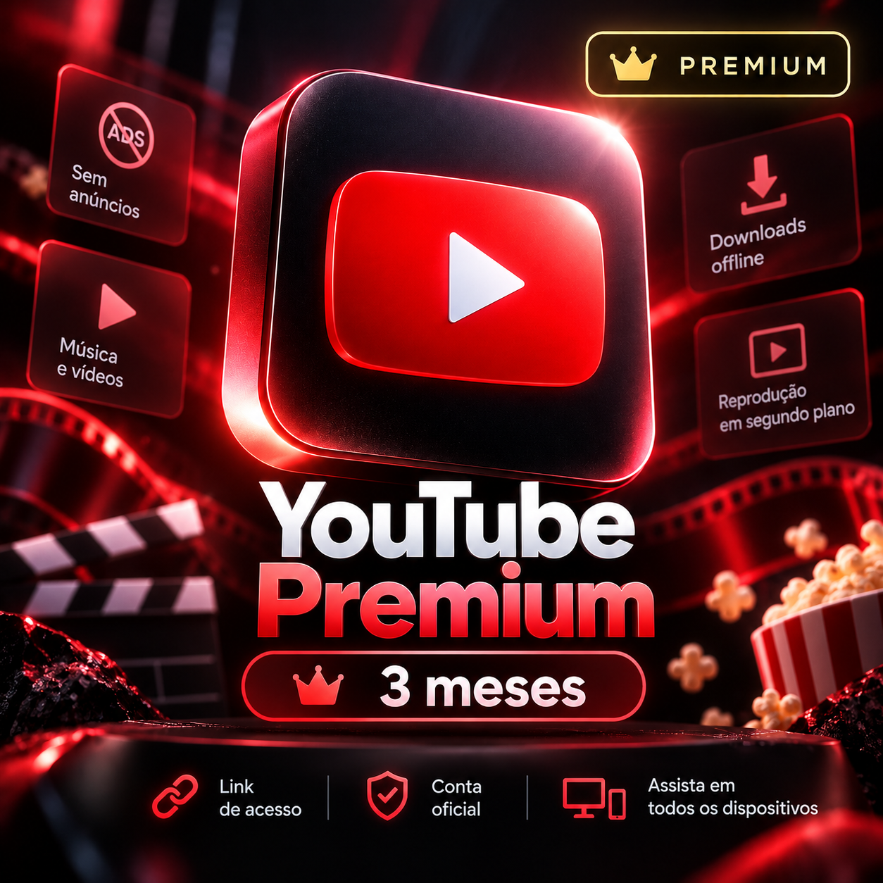 YouTube Premium – Acesso por 3 Meses
